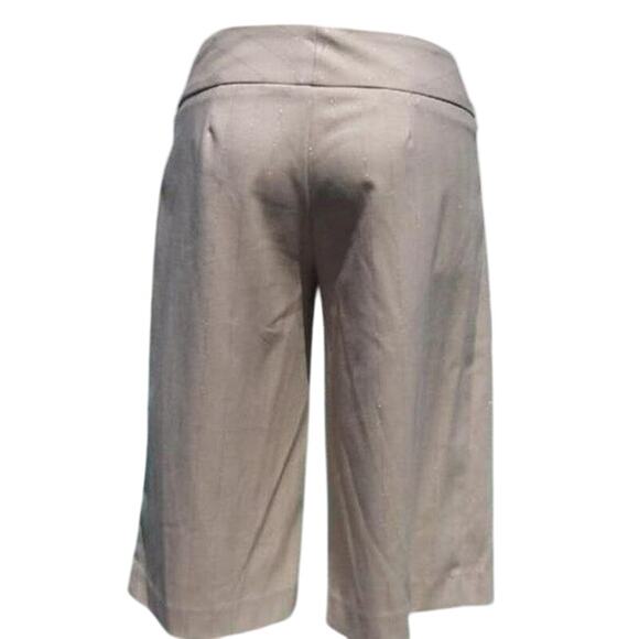 Cache Beige Metallic Self Belt Kissed Stripe Walking Bermuda Short New NWT $98 - Picture 2 of 5